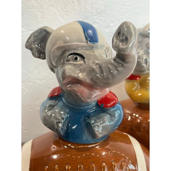 intage Jim Beam Football Decanter Bottles Elephant Donkey Set Empty ~ 1972 - Picture 6 of 12